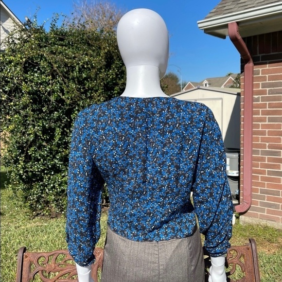 NWT PARKER Flirty Boho Tie Front Wrap Cropped Fit Long Sleeve Blouse - Picture 10 of 13